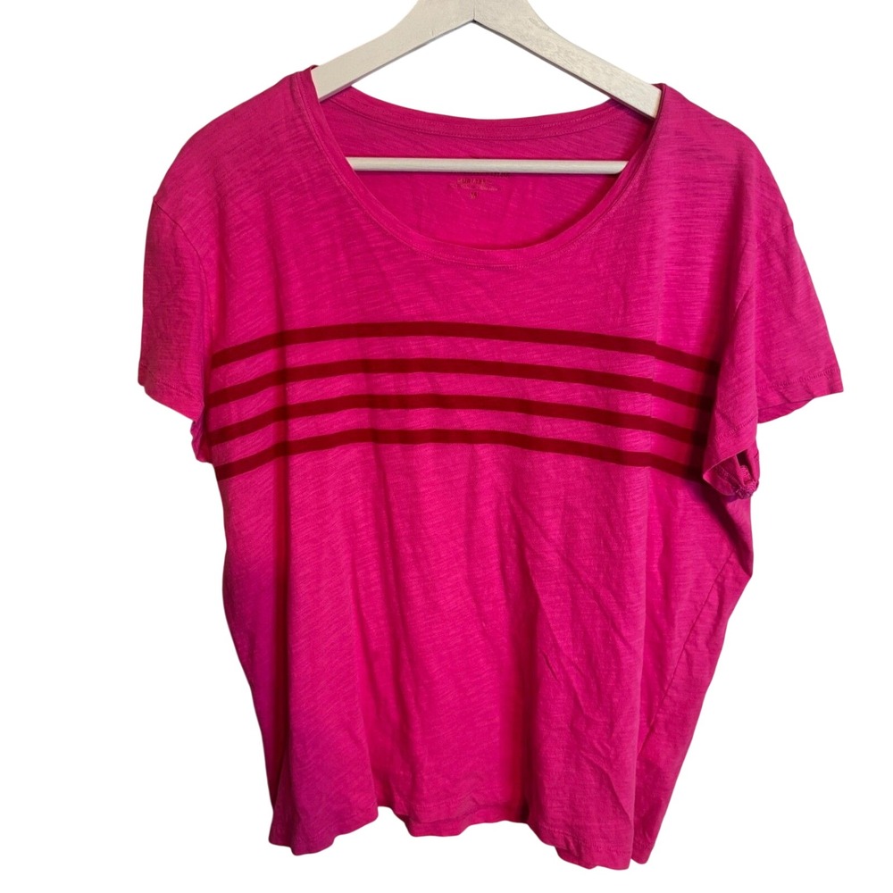 Vineyard Vines T-Shirt Surf Tee Stripe Medium Pink Womens Casual Beach Slub Top